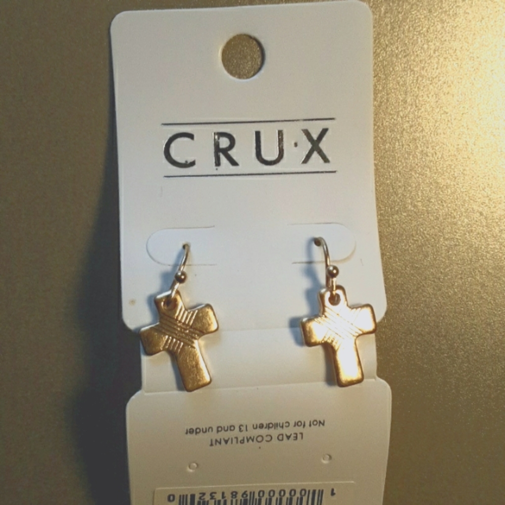 Crux cross gold colored earrings